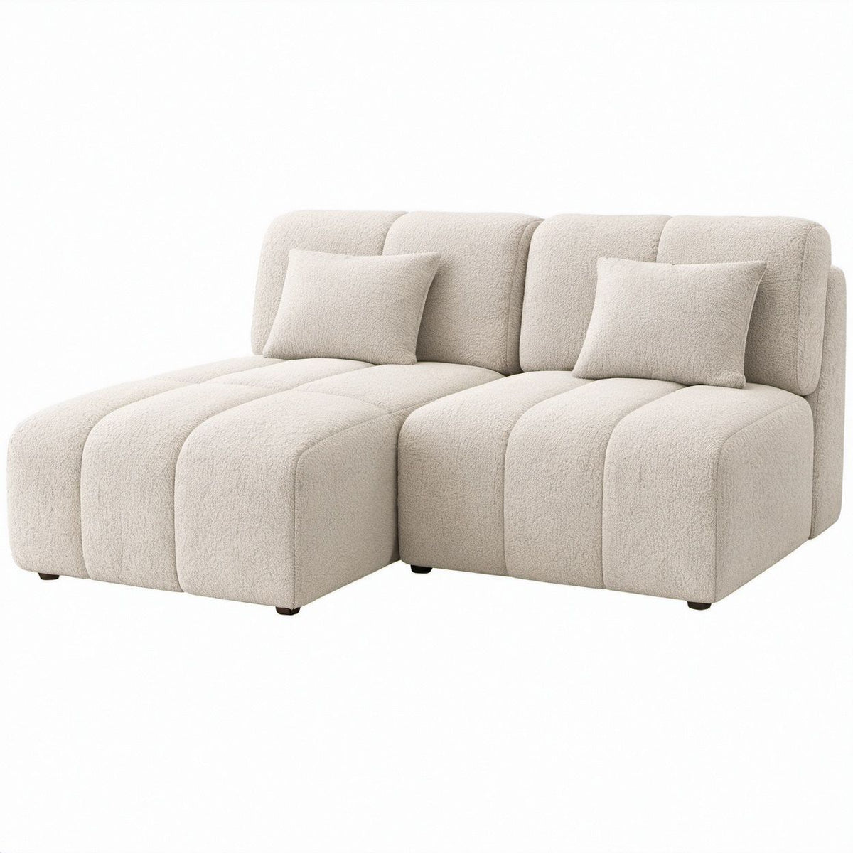 Modułowa sofa dwuosobowa kremowa z tapicerką bouclé 200 x 95 x 75 cm