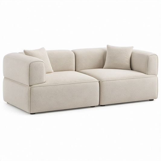 2-osobowa sofa modułowa bouclé kremowa 200 x 100 x 75 cm