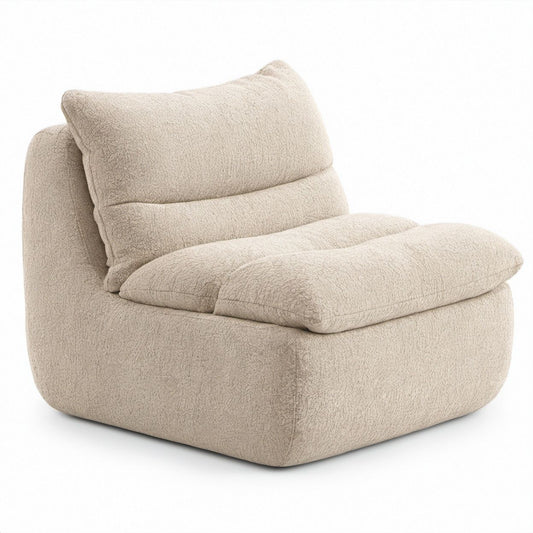 Kremowy fotel modułowy bouclé 100 x 100 x 75 cm