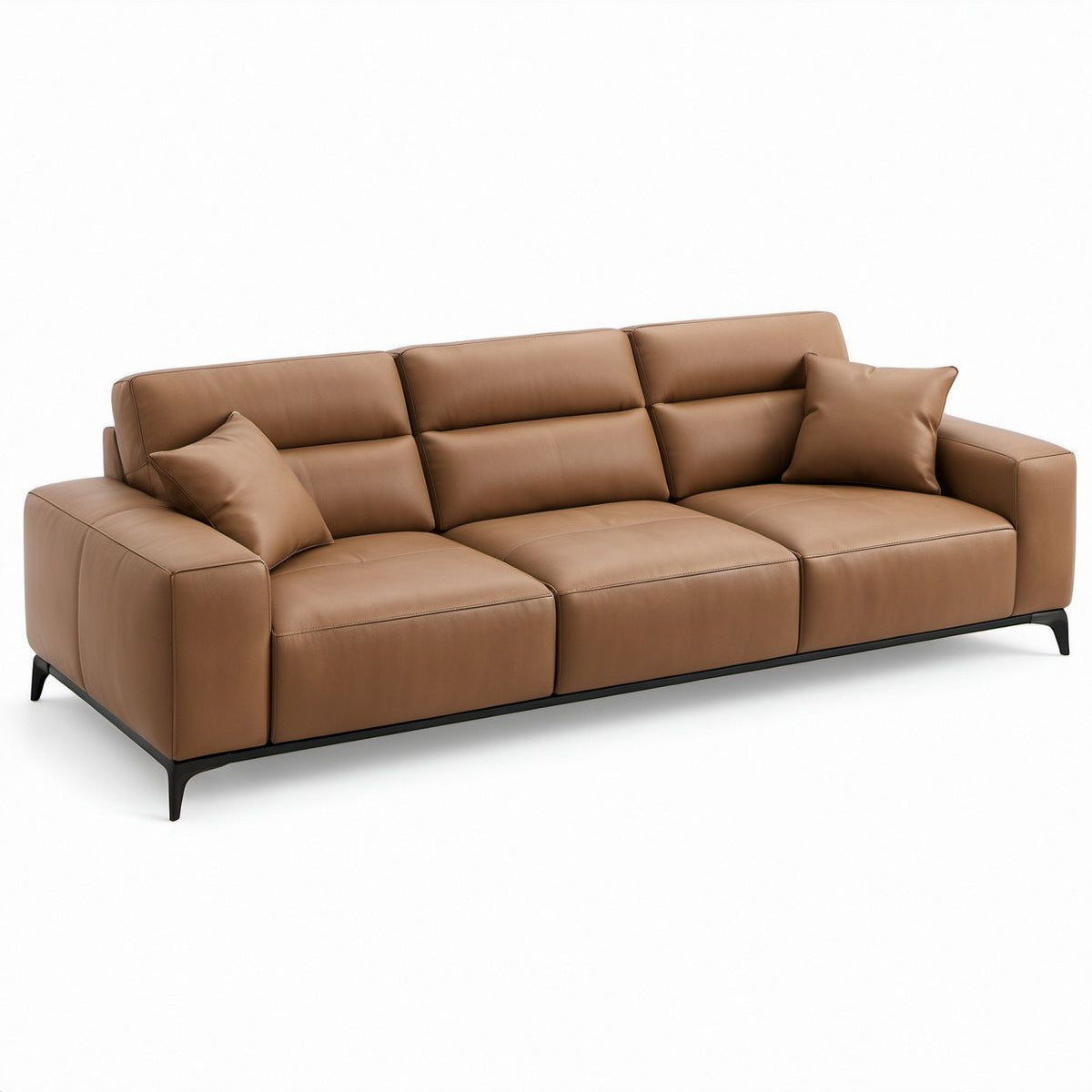 Trzyosobowa sofa z tapicerką ze skóry syntetycznej PU, brązowa/czarna, 220 x 95 x 88 cm