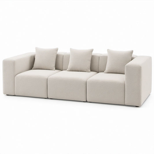 Modułowa sofa 3-osobowa kremowa, 270 x 95 x 78 cm