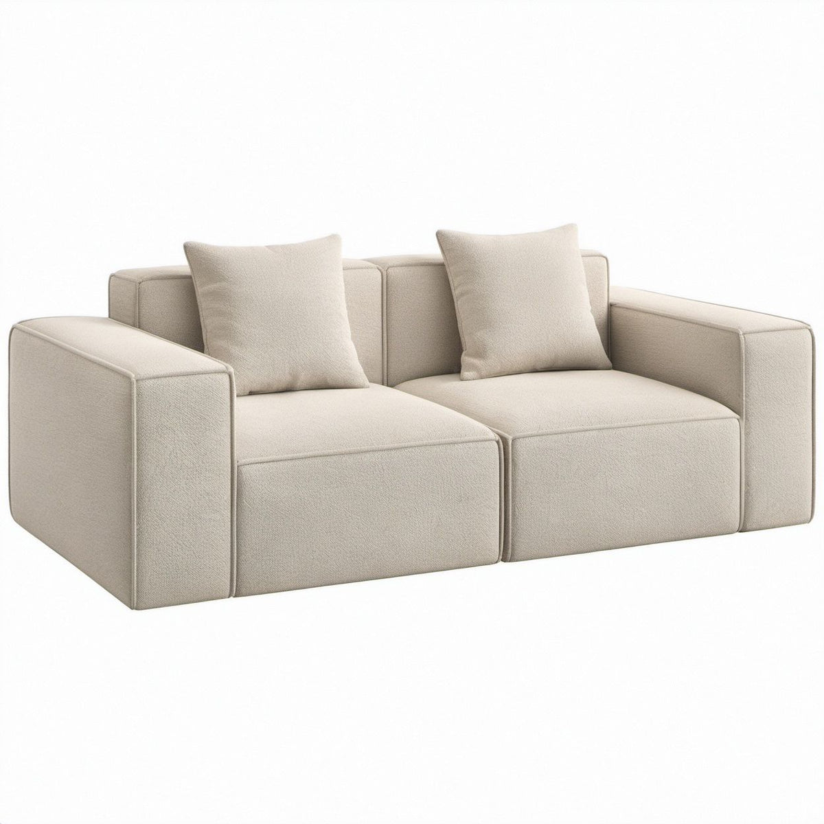 Beżowa dwuosobowa sofa modułowa z tapicerką poliestrową 200 x 95 x 75 cm