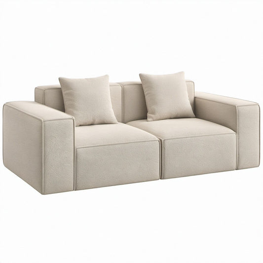 Beżowa dwuosobowa sofa modułowa z tapicerką poliestrową 200 x 95 x 75 cm
