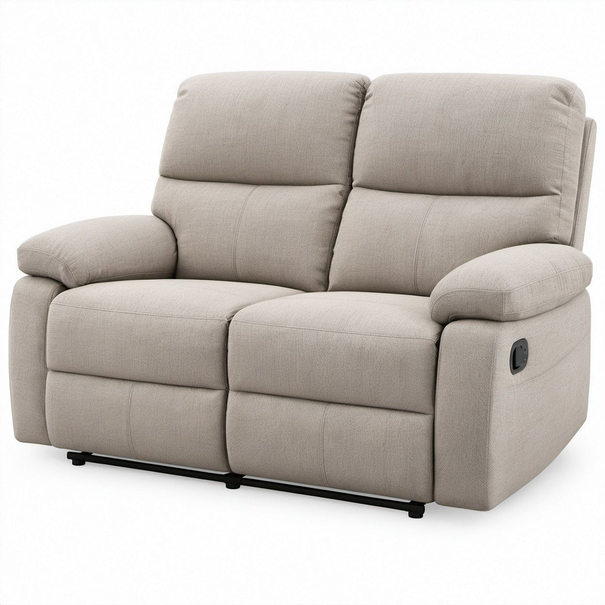Beżowa dwuosobowa sofa z funkcją relaks i tapicerką poliestrową, 160 × 95 × 102 cm